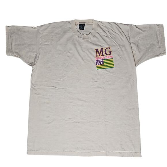 Vintage Tees Unlimited Mardi Gras T Shirt Mens XXL White Single Stitch USA - Picture 3 of 10
